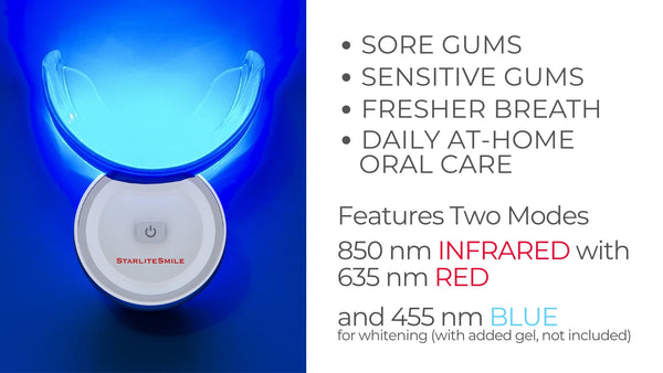 InfraLuma™ 850nm Infrared + Red and Blue LEDs Advanced TripleWave Light for At-Home Oral Wellness