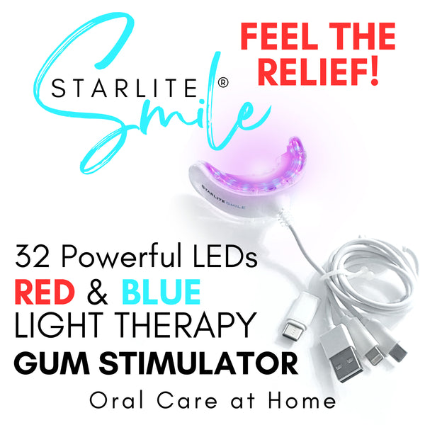 BPA-free silicone LED mouth tray for red and blue gum therapy for iPhone android and USB.
