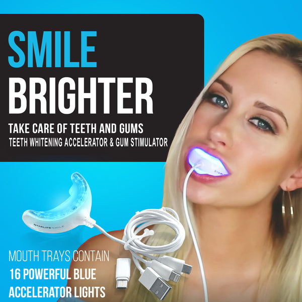 Teeth Whitening Kit 455nm Blue Light Therapy 16 Blue LEDs and 3 Gel Pens